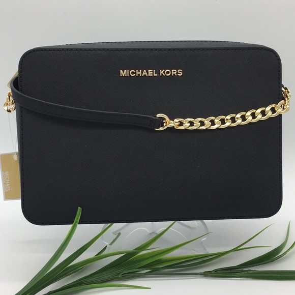 MICHAEL KORS JET SET ITEM LG EW CROSSBODY BLACK GOLD - Picture 3 of 8